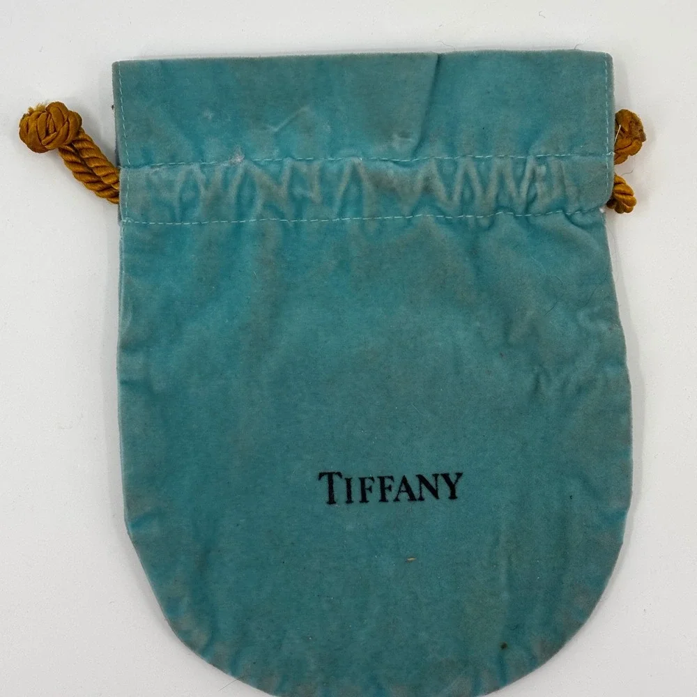 Tiffany & Co  Jewelry Pouch Blue Velvet Drawstring Logo Bag 7.5x6